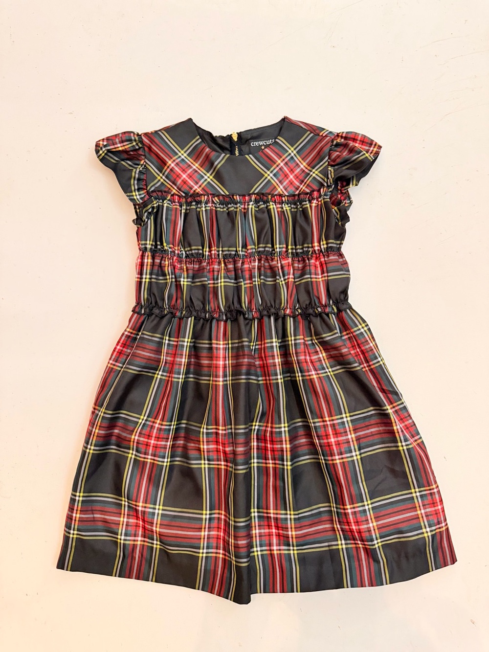 Crew cuts red plaid holiday smocked dress
